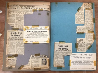 Lot 1256 - Box of real photographic family photos, cabinet cards, family holidays, scrapbook of amateur dramatics for the little theatre Ilford