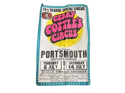 Lot 1255 - Vintage Gerry Cottle's Circus poster, The Big Show Portsmouth, printed by W. E. Berry Ltd, Bradford, together with other modern and reproduction circus posters.