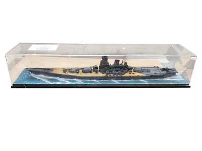 Lot 1711 - Large scale Imperial Japanese Navy Battleship Yamato commissioned 16th December 1941 a week after Pearl Harbour and sunk by US planes during operation Ten-Go on 7th April 1945, mounted a ocean s...