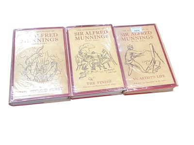 Lot 1474 - Sir Alfred Munnings, autobiography, 3 vols, first editions, with dust jackets, and another Munnings book. (4)