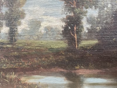 Lot 30 - 19th century French oil on panel, landscape, signed, in gilt frame, labels verso