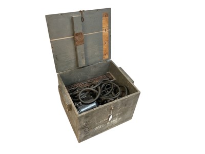 Lot 751 - Second World War British Military Hand signalling lantern in transit original box, the box stencilled "Lantern Outfit PATT W.1061.