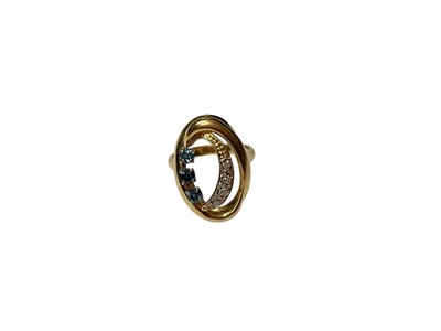 Lot 248 - Sapphire and diamond abstract oval open work design ring