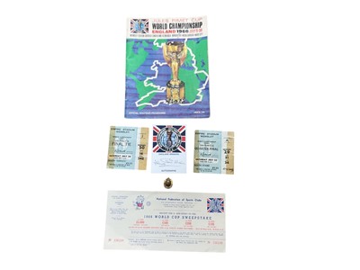 Lot 1226 - 1966 World Cup winner picture hand signed by nine, plus tournament programme, England Quarter Final and World Cup Final ticket, World Cup pendant and Jack Charlton signed Jules Rimet card