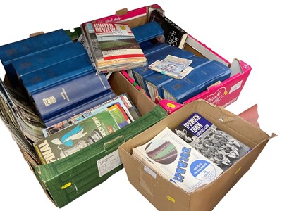 Lot 1230 - Three crates of Ipswich memorabilia and modern programmes in official folders, programmes from 1960s and 1970s, tickets and 3 signed pictures