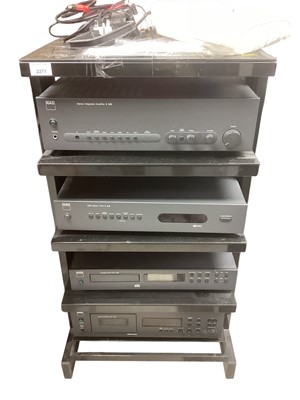 Lot 2271 - NAD hifi stack on stand, including C340 amp, C440 stereo tuner, 522 CD plater, and 613 cassette deck