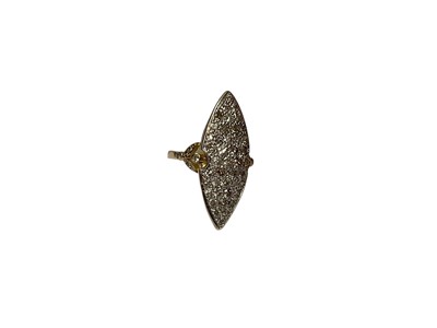 Lot 249 - Victorian style diamond marquise shape cluster ring with forty-one pavé set brilliant cut diamonds
