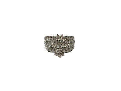 Lot 254 - Diamond cluster ring with a central pear shaped cluster of brilliant cut diamonds