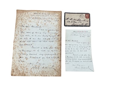 Lot 1274 - Charles Dickens Jnr. (1837-1896) first child of the novelist Charles Dickens - hand written letter addressed to Walter Blanchard from the office of 'All the Year Round', dated 14th May 1870