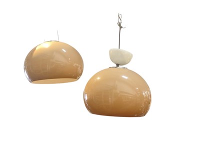 Lot 2579 - Pair of modern plastic ceiling lights by Harvey Guzzini, purchased by the vendor in 1974
