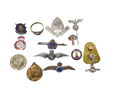 Lot 755 - Second World War RAF silver and enamel sweetheart brooch, together with other military badges and sweetheart brooches.