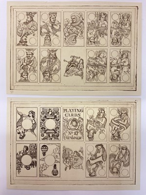 Lot 1066 - Rare Karl Gerich etching pages of Cueieuse KG17, believed to be a double-ended version of KG3, from an abandoned project, two sheets
