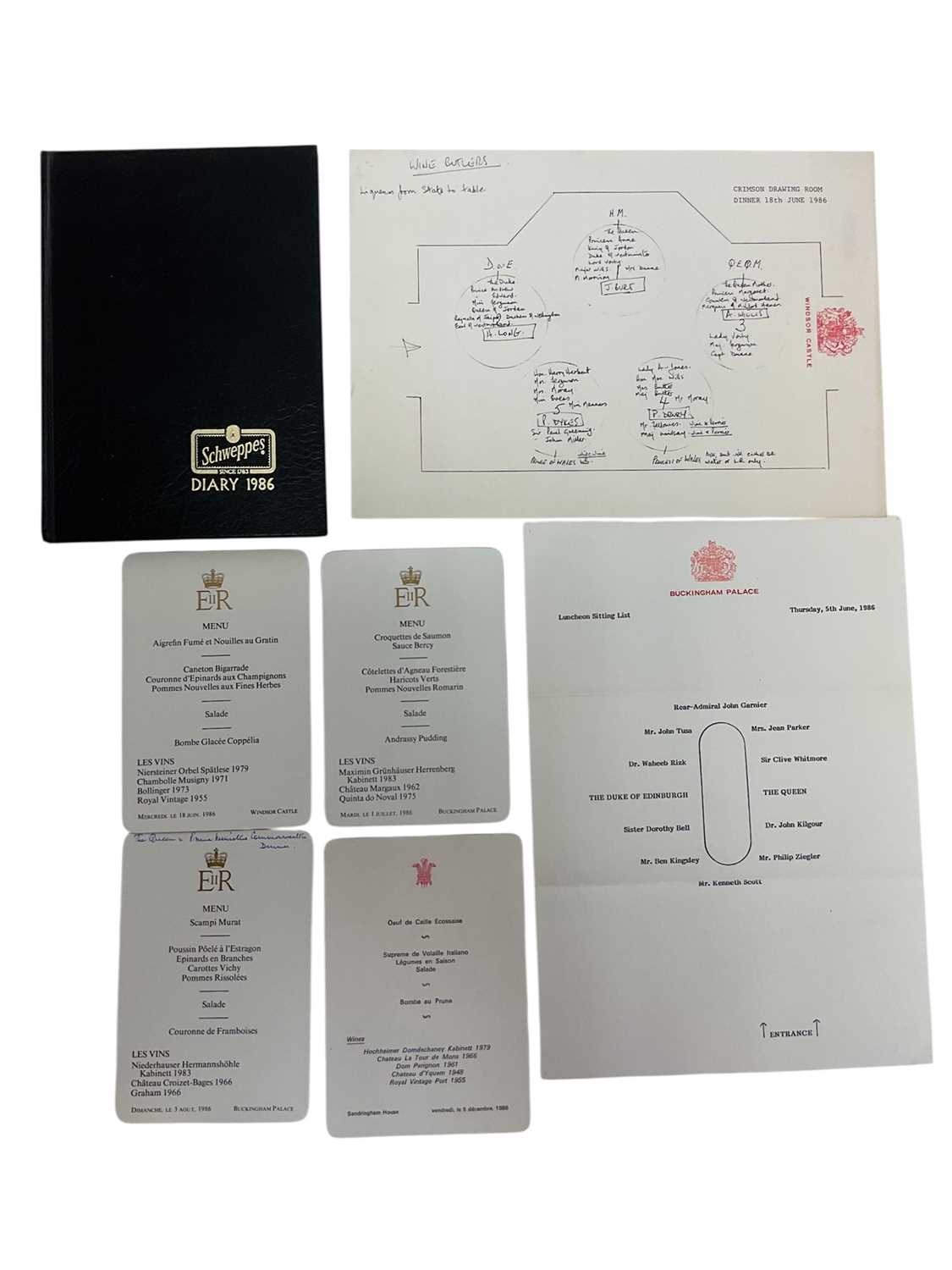 Lot 66 - Collection 1980s Royal menus including State Banquets and seating plans and related ephemera