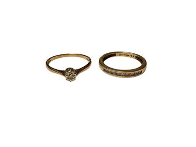 Lot 310 - 9ct gold diamond single stone ring in illusion setting and 9ct gold diamond half eternity ring in channel setting (2)