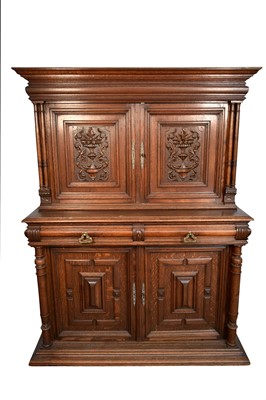 Lot 1315 - Late 19th century French oak two height cupboard