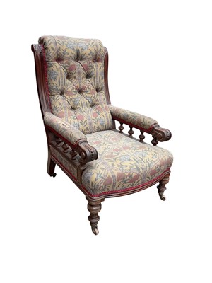 Lot 1294 - Victorian walnut framed library chair
