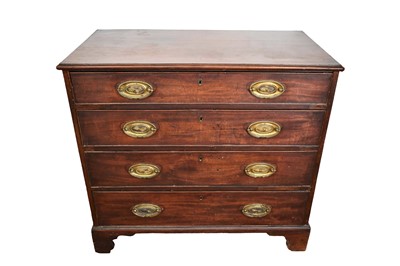 Lot 1553 - George III mahogany small chest of four drawers on bracket feet