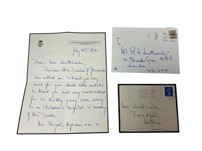 Lot 82 - H.R.H. Princess Alice Duchess of Gloucester, handwritten letter written on Barnwell Manor crested writing paper dated June 22nd 1983, thanking Mrs Lewthwaite for her letter regarding the Duchess'...