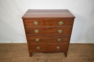 Lot 1466 - George III mahogany chest of small size, with four graduated drawers on bracket feet, 77cm wide x 46cm deep x 86cm high