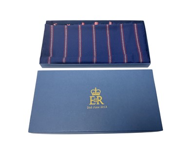 Lot 107 - H.M. Queen Elizabeth II, Royal Household 2013 Golden Jubilee gift of a Daks Marino wool scarf in box with crowned ERII cypher in box