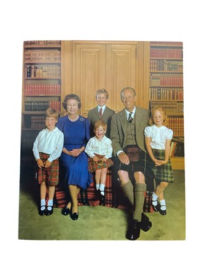 Lot 132 - H.M. Queen Elizabeth II and H.R.H. The Duke of Edinburgh signed 1987 Christmas card with photograph of the Royal couple with their grandchildren , signed ' Elizabeth R 1987 Philip' Provenance: sen...