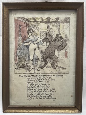 Lot 35 - Thomas Rowlandson (1756-1827), hand-coloured engraving - 'The Hairy Prospect or The Devil In A Fright', framed and glazed, 22cm x 15.5cm