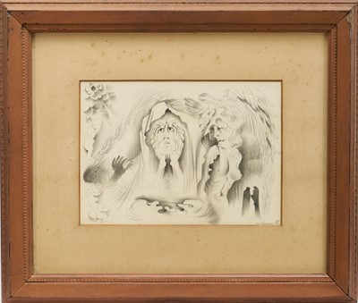 Lot 1406 - *Francis Plummer (1930-2019) pencil drawing - Abstract figures, signed and dated 1949 & 1952, 18cm x 25cm, in glazed frame