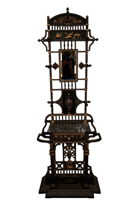 Lot 1548 - Aesthetic period cast and painted iron hall stand