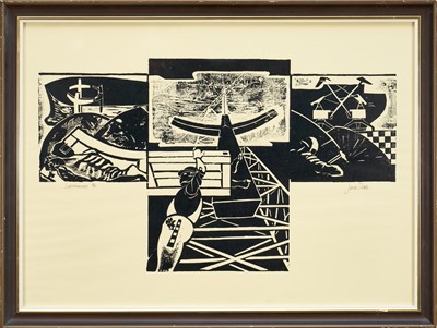 Lot 968 - April 26 EAV *James Dodds (b.1957) signed limited edition linocut - Solidarnosc, 1982, 3/20, 47cm x 64cm, in glazed frame