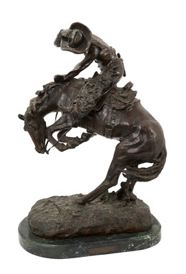 Lot 673 - After Frederick Sackrider Remington, Bronze, Bucking Bronco