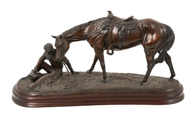 Lot 672 - *Gill Parker (b. 1957) bronze - cowboy and rider