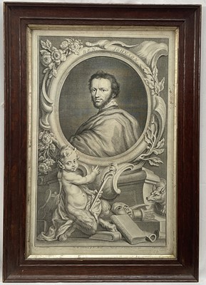 Lot 51 - Jacobus Houbraken (Dutch, 1698-1780) engraving - Portrait of Ben Jonson, 1738, 36cm x 22cm, in glazed frame