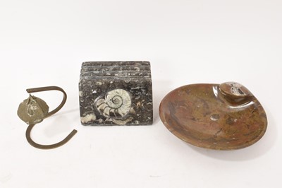 Lot 683 - Fossil desk stand and other items