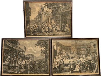 Lot 272 - Thomas Cook (1744–1818 ) after Hogarth, three Election series engravings, Canvassing for Votes, The Polling and An Election Entertainment, glazed frames
