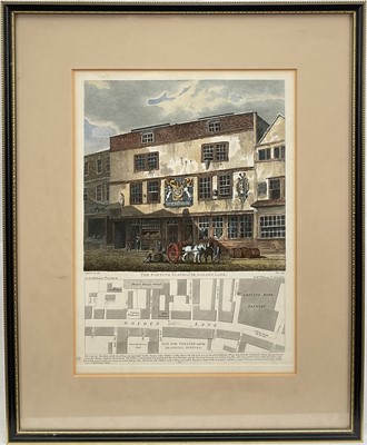 Lot 54 - Coloured engraving 1811 'The Fortune Playhouse' Golden Lane, 33cm x 24cm, in glazed frame