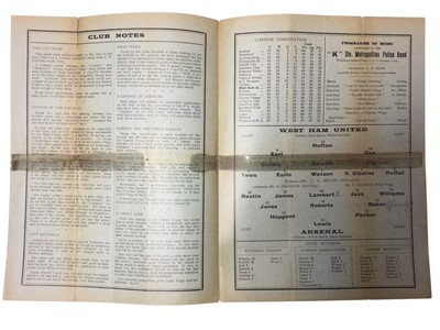 Lot 2 - West Ham v Arsenal March 1st 1930 FA Cup Sixth Round