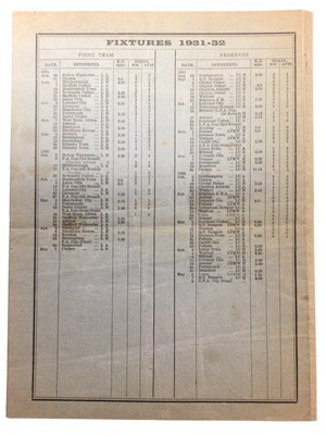Lot 4 - West Ham v Arsenal March 26th 1932 Football League Division I