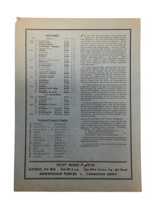 Lot 10 - West Ham v Arsenal 20th March 1943 Football League Cup South