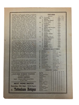 Lot 11 - West Ham v Arsenal 11th September 1943 Football League South