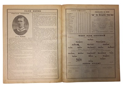 Lot 16 - West Ham v Aston Villa September 8th 1928 Football League Division I