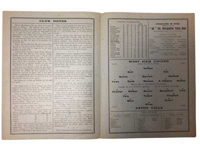 Lot 17 - West Ham v Aston Villa December 21st 1929 Football League Division 1