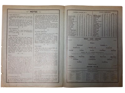 Lot 19 - West Ham v Aston Villa April 26th 1937 Football League Division II