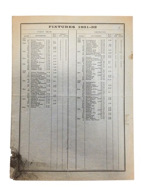 Lot 23 - West Ham v Blackpool November 21st 1931 Football League Division I