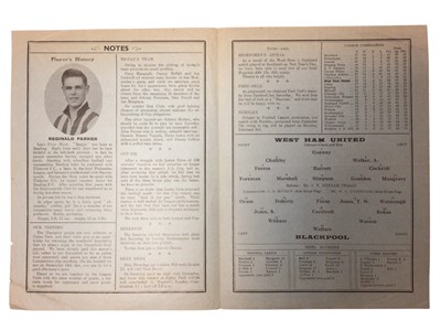 Lot 26 - West Ham v Blackpool January 18th 1936 Football League Division II