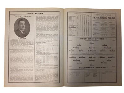 Lot 29 - West Ham v Blackburn Rovers October 18th 1930 Football League Division I