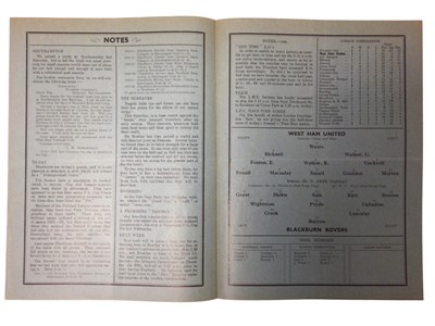 Lot 31 - West Ham v Blackburn Rovers September 25th 1937 Football League Division II