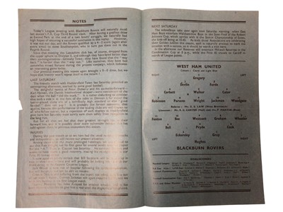 Lot 33 - West Ham v Blackburn Rovers 17th January 1948 FA Cup Third Round Replay, 5th March 1949 Football League Division II, 19th November Football League Division 2 (3)