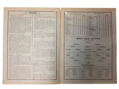 Lot 35 - West Ham v Barnsley March 23rd 1935 Football League Division II