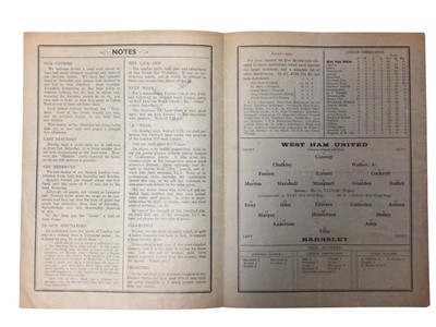 Lot 36 - West Ham v Barnsley October 5th 1935 Football League Division II