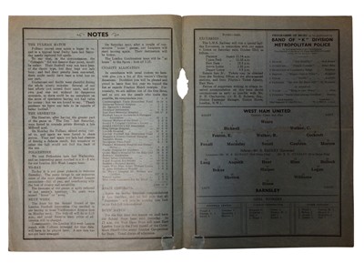 Lot 38 - West Ham v Barnsley October 16th 1937 Football League Division II